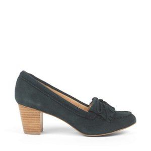 Teal Suede Moccasin Heels by Marais USA for Anthropologie, size 11